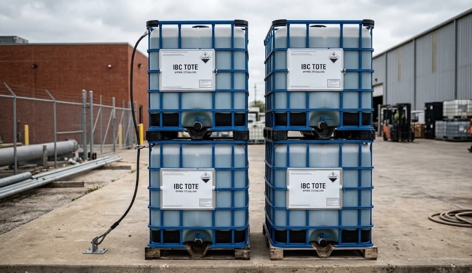 Reconditioned IBC containers ready for shipment