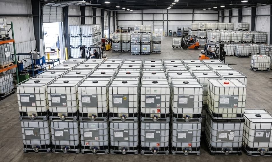 IBC containers prepared for customer delivery